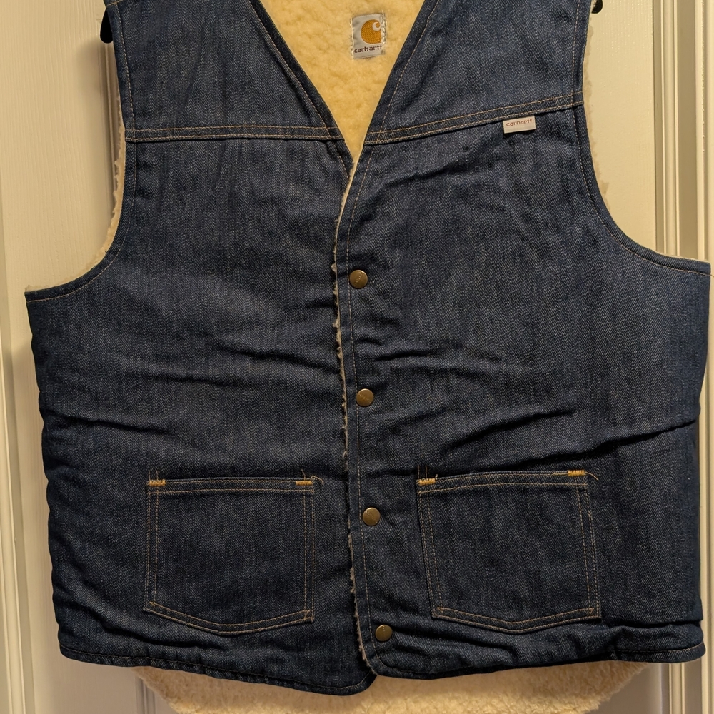 Carhartt Men's Dark Blue Denim Sherpa-Lined Work Vest
